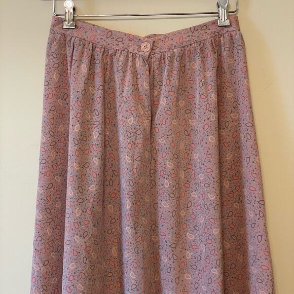 Vintage Apostrophe M pastel midi skirt high rise summer Barbie classic pink gray - Picture 6 of 7